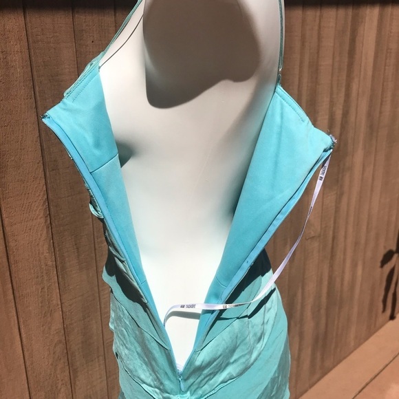 Y2K Tadashi Shoji Bandage Dress Crystal Blue Cocktail silk Slip Size 6 Vintage - Picture 6 of 9